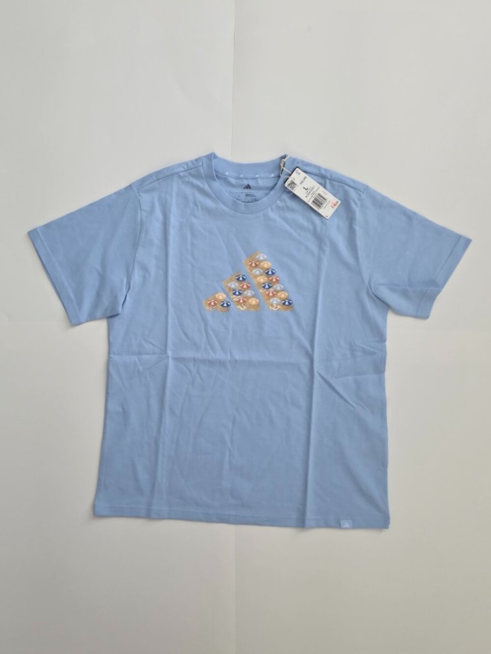 Adidas Destiadi Beach Graphic T-Shirt Glow Blue Women Large